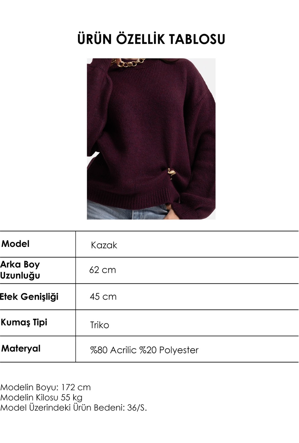 It's Basic Kadın Vizon W6-111 Oversize Aksesuar Detaylı Tasarım Triko Kazak görsel 6