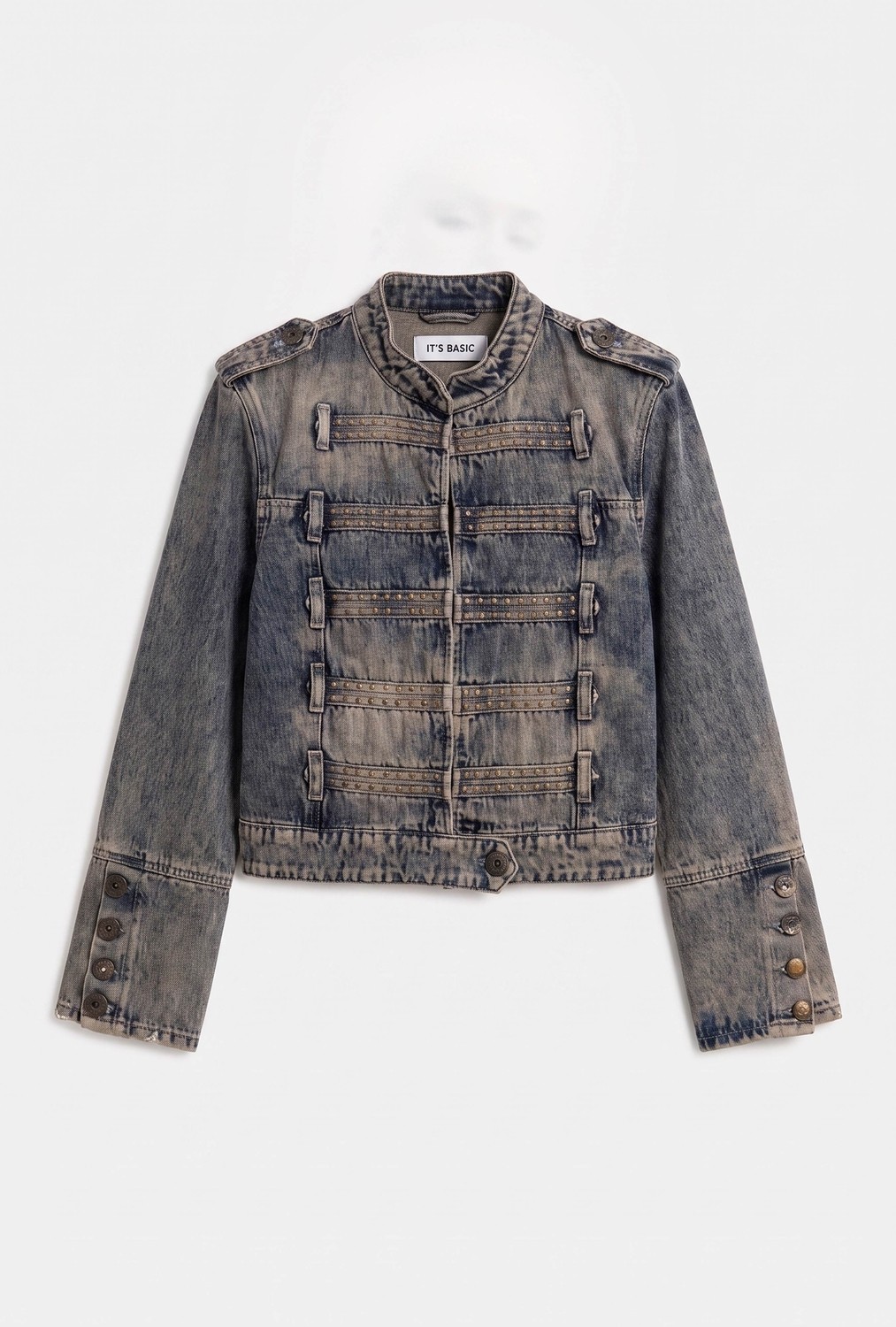 It's Basic Kadın T.kot 4W6-32 Kemer Boy Napolyon Stil Özel Tasarım Denim Ceket