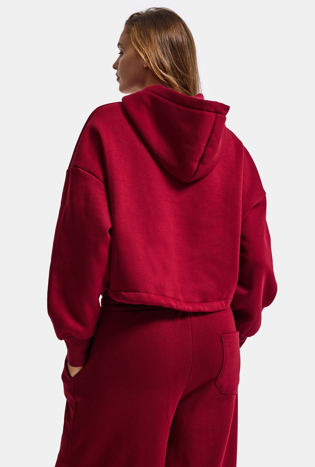 It's Basic Kadın Bordo W6-35 Sweatshirt Eşofman Pantolon 2'li Nakış Figürlü Tasarım Takım görsel 7