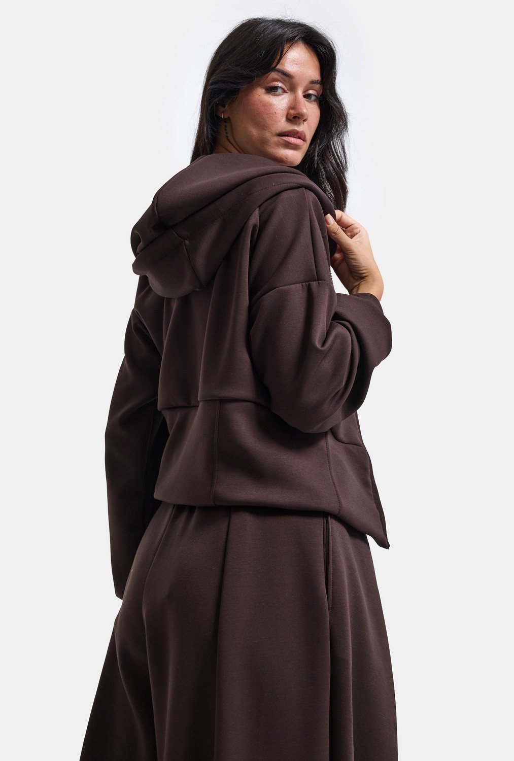 It's Basic Kadın Bordo W6-35 Üst Polar Alt Eşofman Pantolon 2'li Takım görsel 2