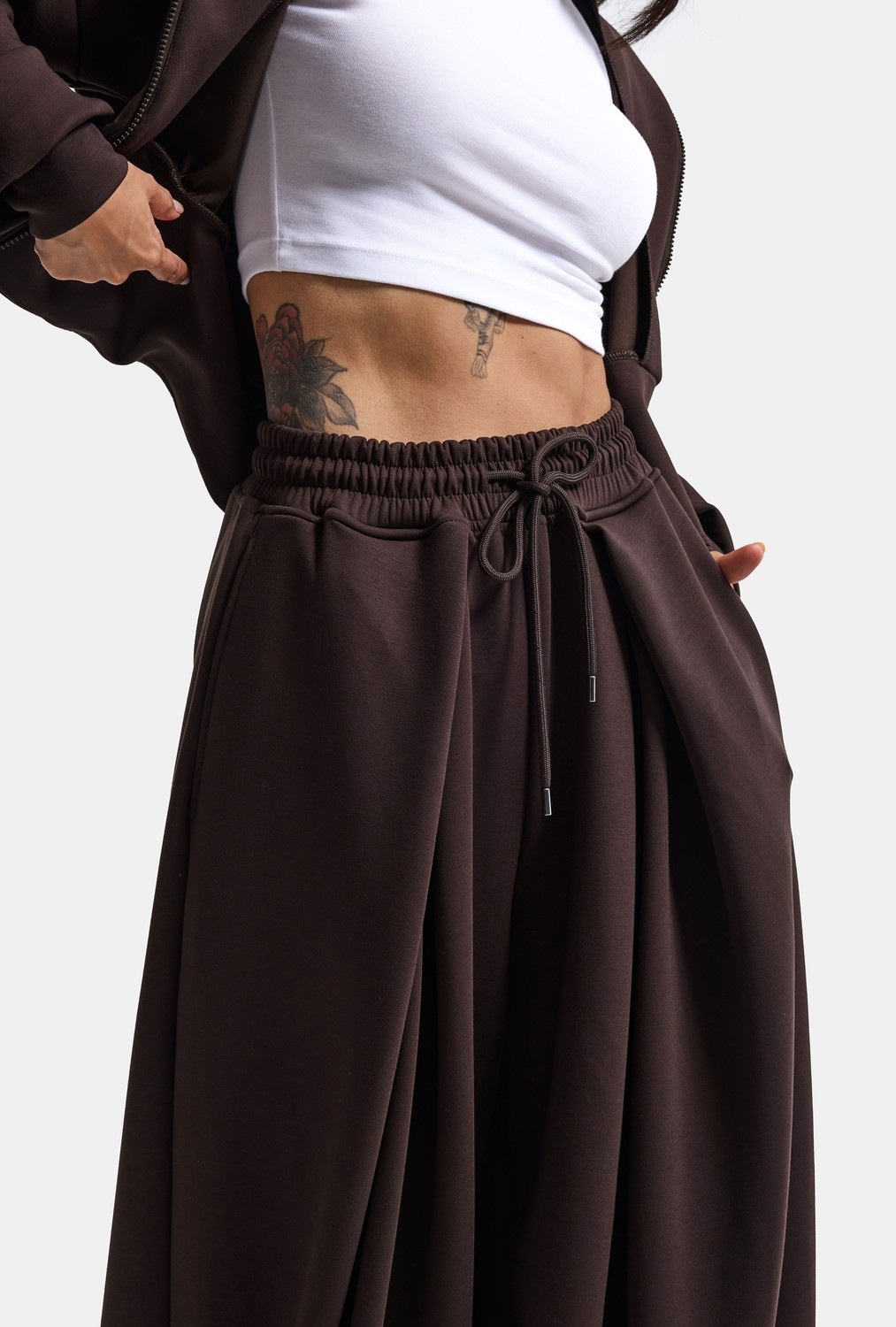 It's Basic Kadın Bordo W6-35 Üst Polar Alt Eşofman Pantolon 2'li Takım görsel 5