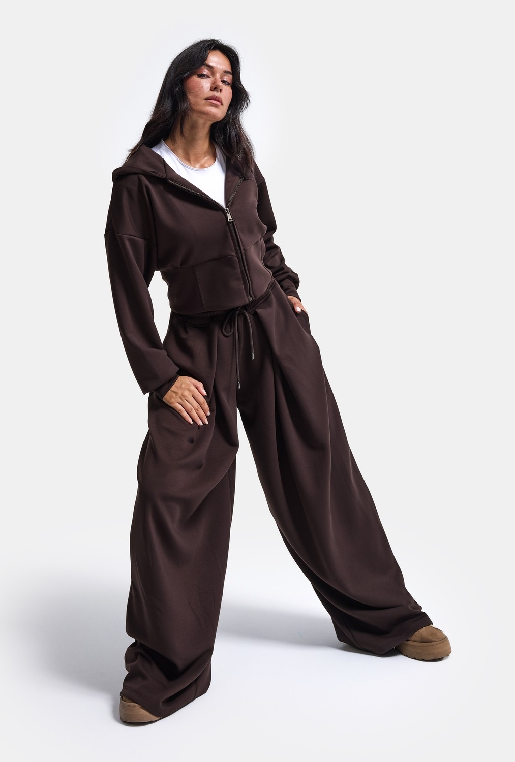 It's Basic Kadın Bordo W6-35 Üst Polar Alt Eşofman Pantolon 2'li Takım görsel 7