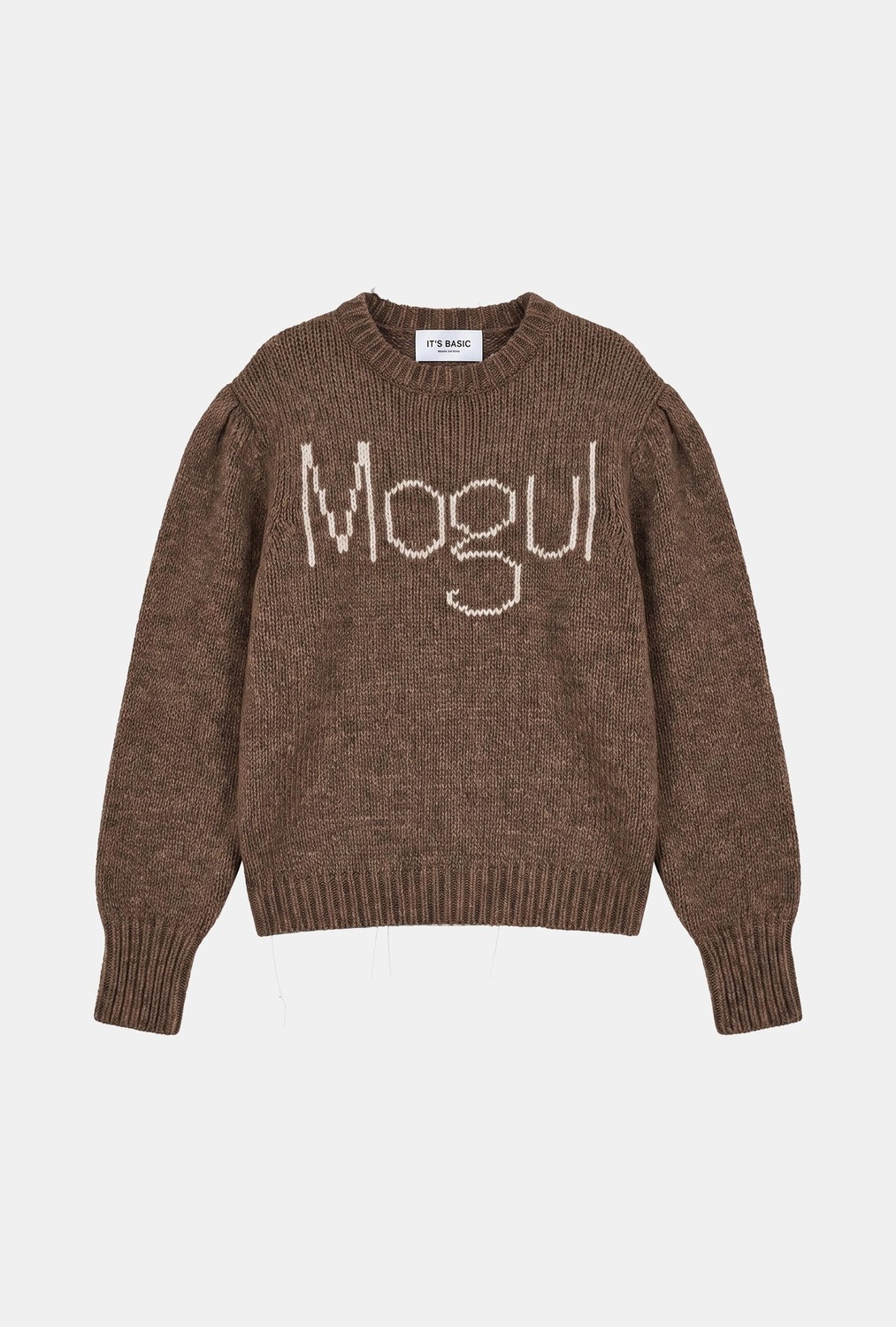 It's Basic Kadın Kahve W6-81 Mogul Nakışlı Oversize Tasarım Triko Kazak görsel 2