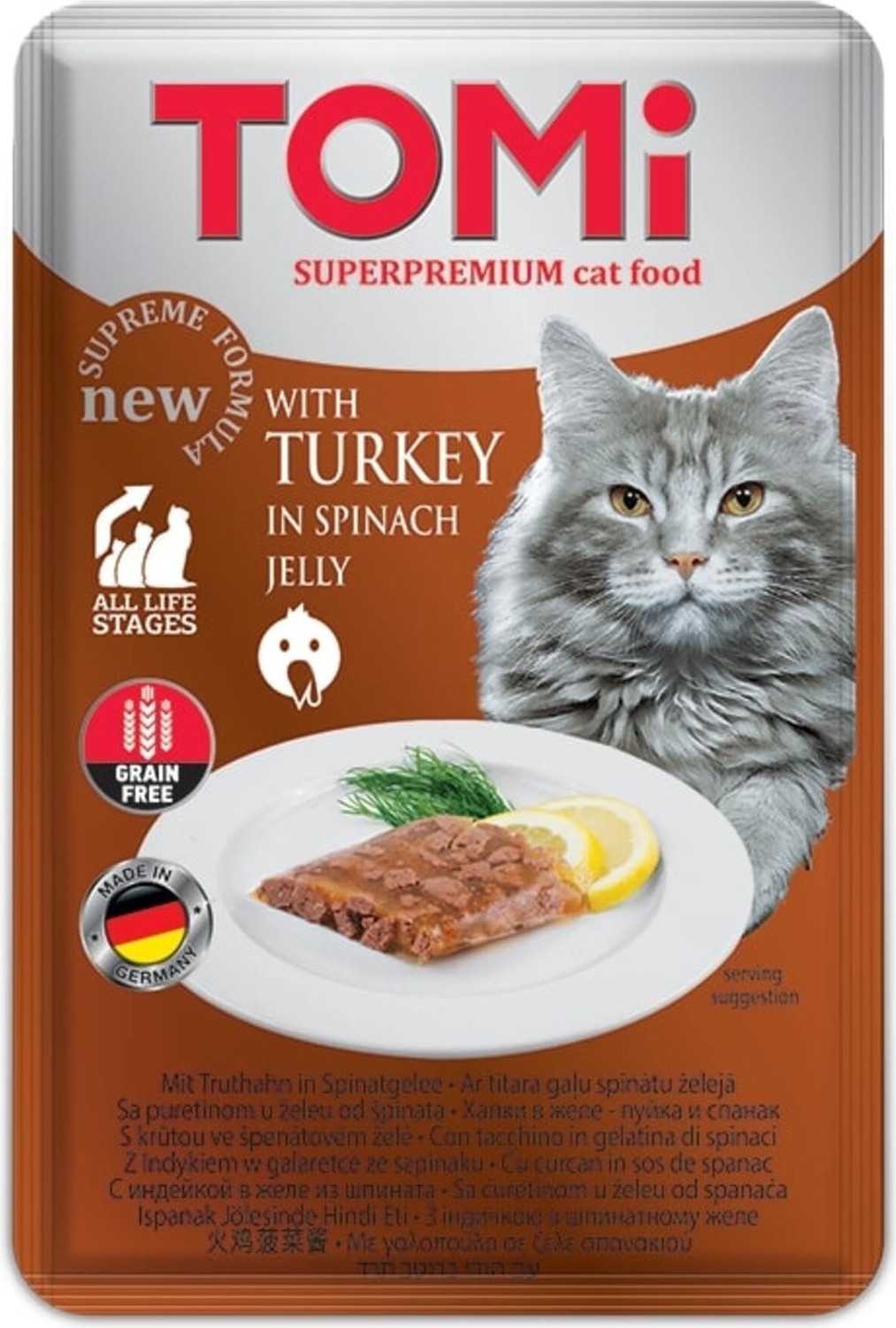 Aesco Tomi Kedi Hindi & Ispanak Tahılsız Pouch Mama 100GR