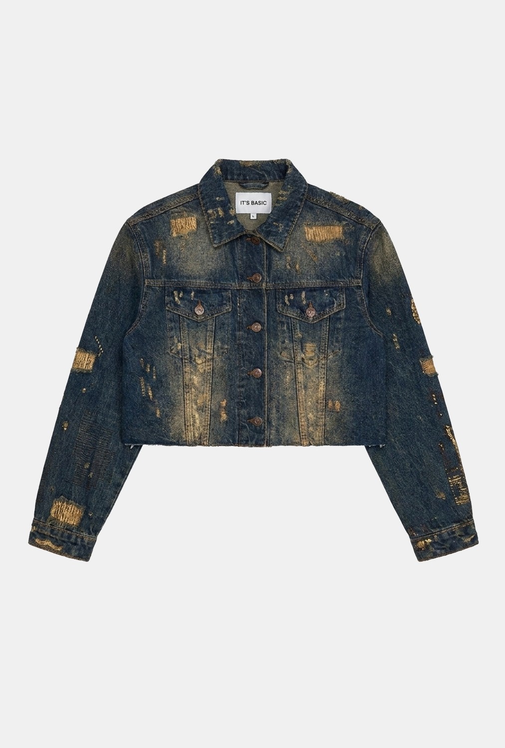 It's Basic Kadın Kot Rengi 10W6-8 Kemer Boy Oversize Özel Tasarım Denim Ceket görsel 7