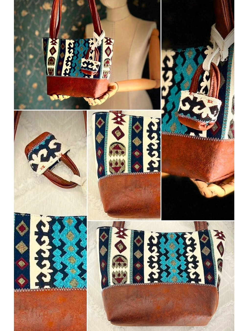 Ggart Handmade Terra El Yapımı Kumaş Bayan Çanta, Tote Çanta V21 görsel 2
