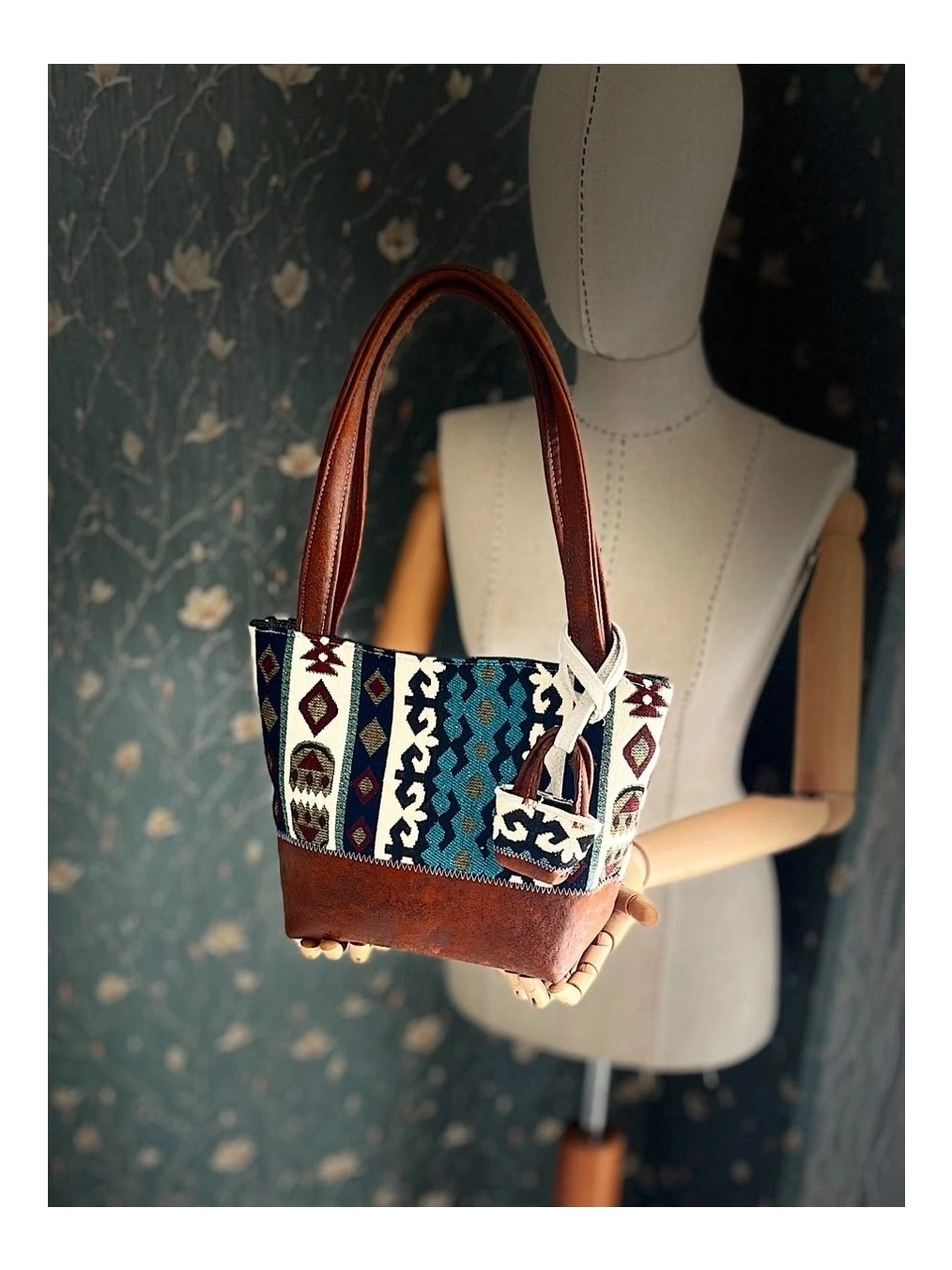 Ggart Handmade Terra El Yapımı Kumaş Bayan Çanta, Tote Çanta V21 görsel 5