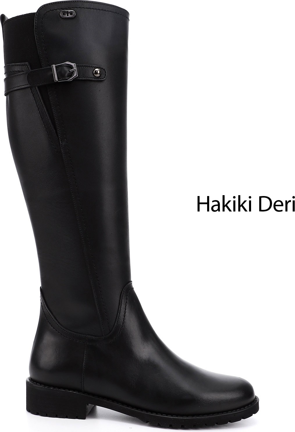 Gönderi(r) Kadın Siyah Fermuarlı Kauçuk Taban Hakiki Deri Çizme