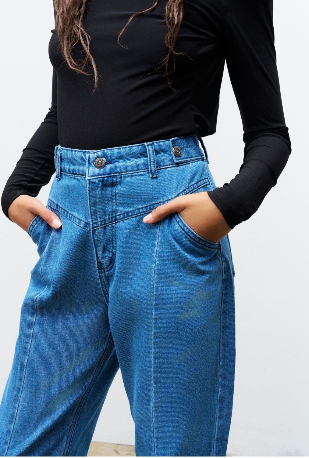 Basic Park Lacivert Nevruz Dikişli %100 Cotton Denim Pantolon görsel 5
