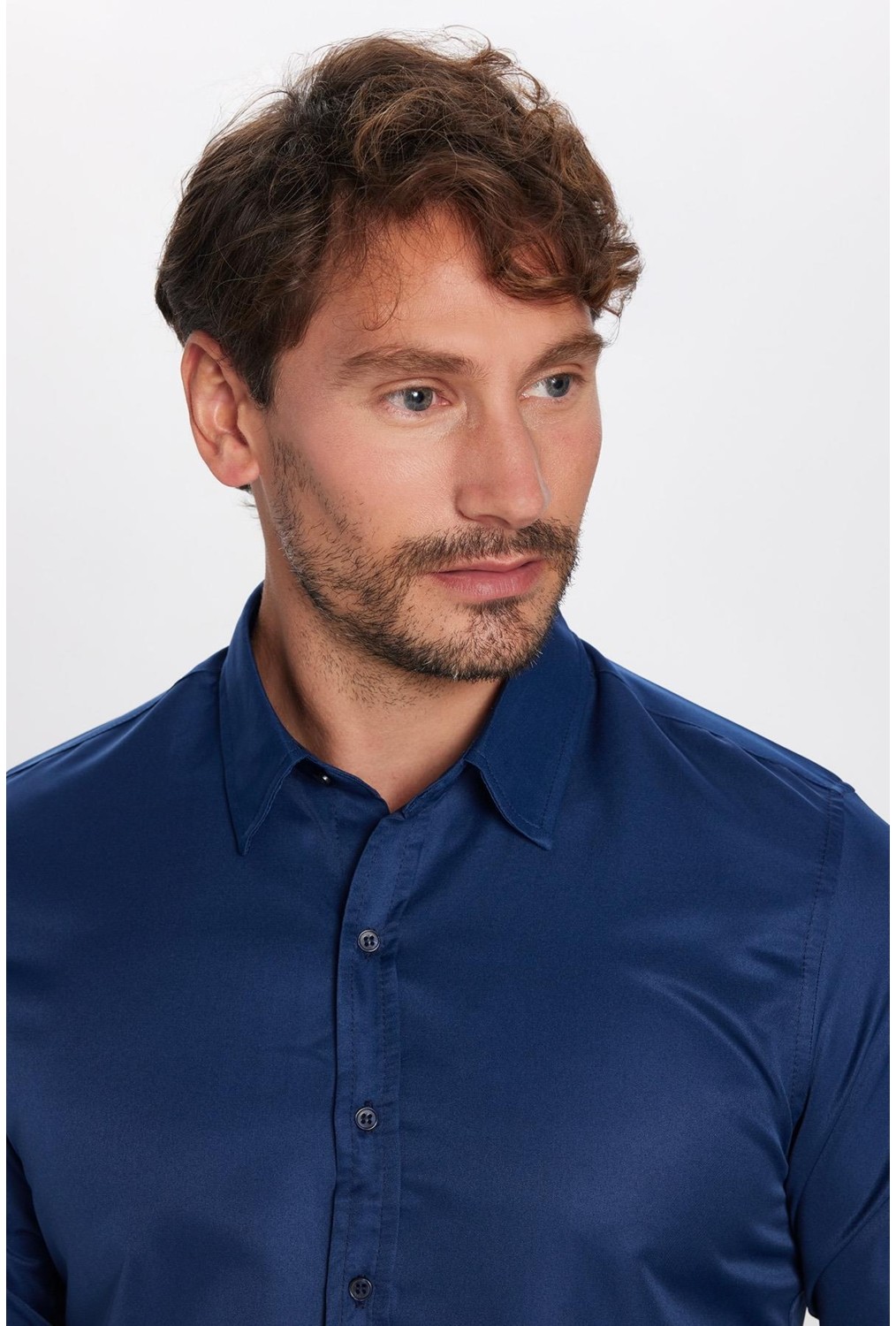 Tudors Slim Fit Uzun Kollu Kolay Ütü Teri Emen Nefes Alan Doku Kravatlık Dört Mevsim Beyaz Erkek Gömlek görsel 4