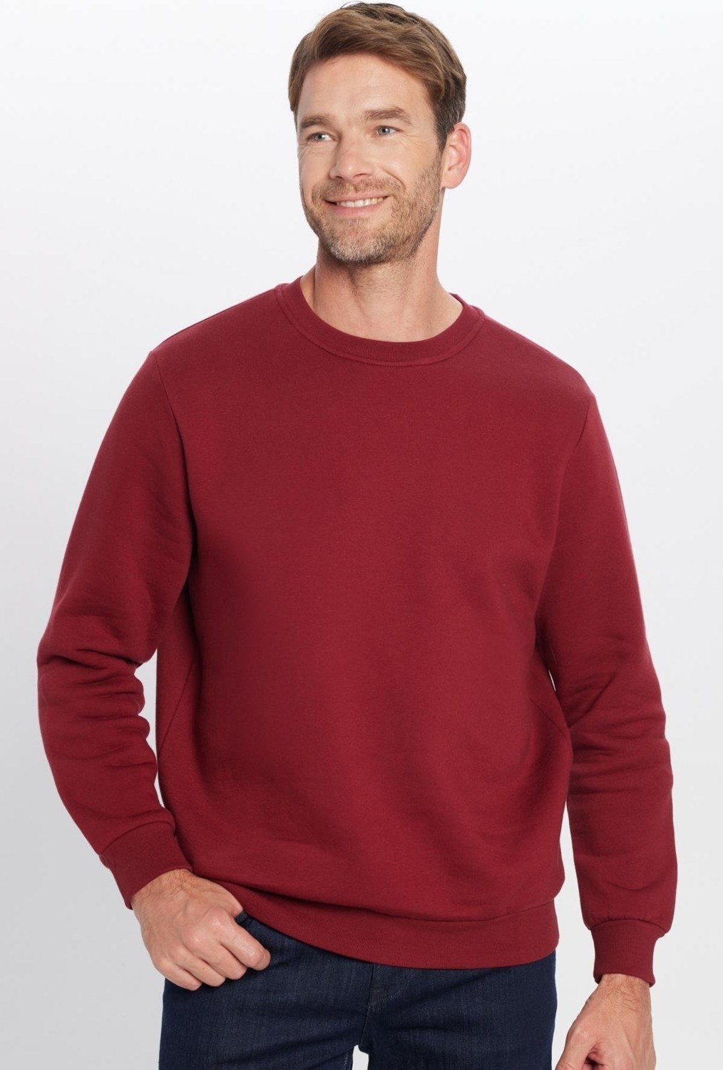 Tudors Unisex Relax Fit Rahat Kesim Pamuklu 3 İplik İçi Polarlı Basic Bordo Bisiklet Yaka Sweatshirt görsel 2