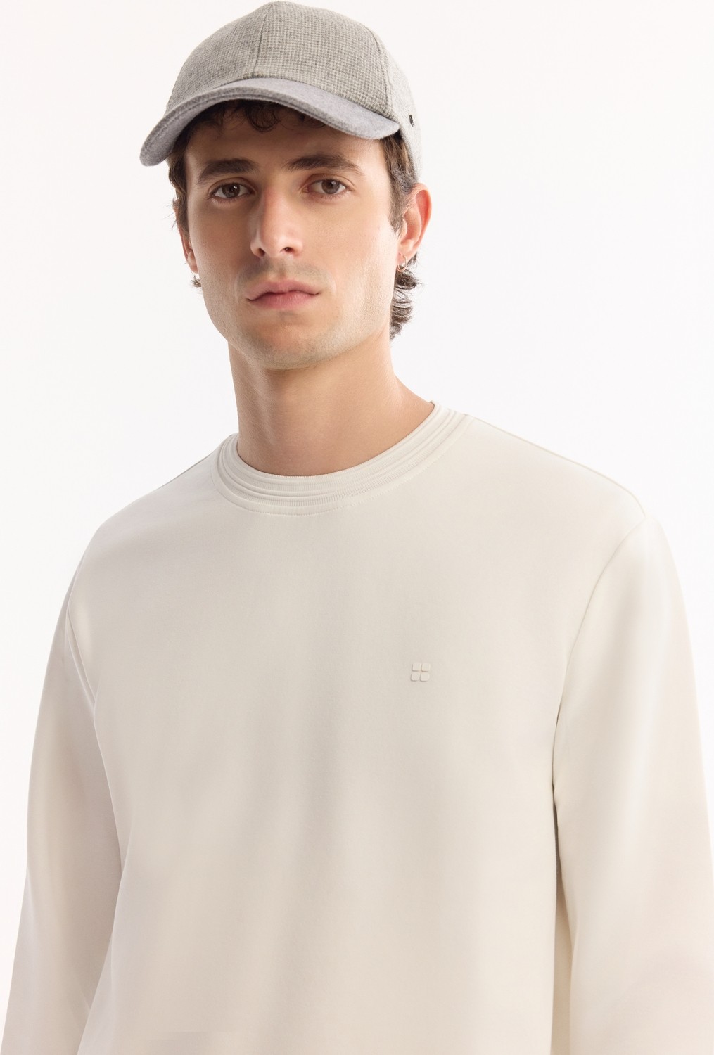 AVVA Erkek Ekru Bisiklet Yaka Pamuklu Bi-Stretch Regular Fit Sweatshirt A52Y1271 görsel 7