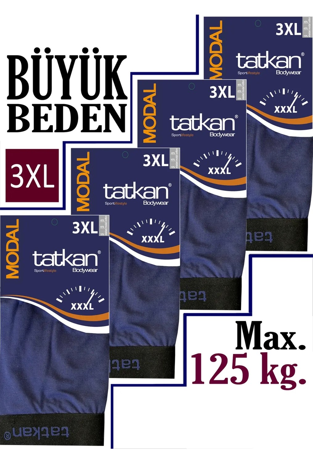 Mataş Tatkan - 4'lü - Battal - Penye Modal Erkek Boxershort görsel 8
