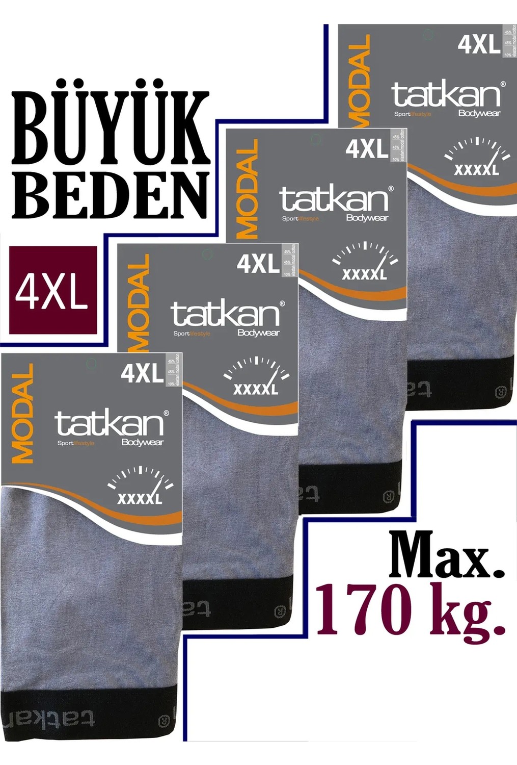 Mataş Tatkan - 4'lü - Battal - Penye Modal Erkek Boxershort görsel 2
