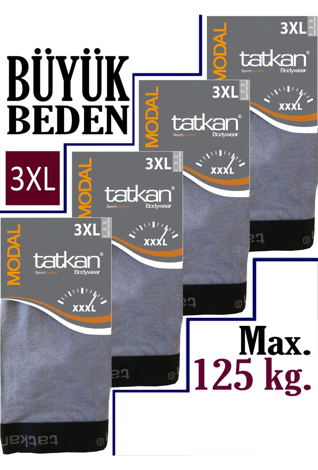 Mataş Tatkan - 4'lü - Battal - Penye Modal Erkek Boxershort görsel 3