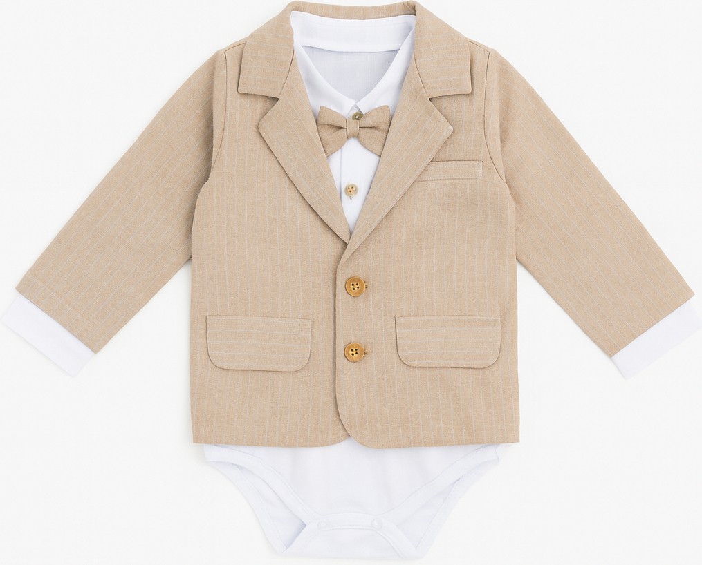 tinytrends Erkek Bebek Exclusive Cut Luxury Zıbınlı Gömlek Ceketli Takım Elbise Özel Gün Düğün Party görsel 2