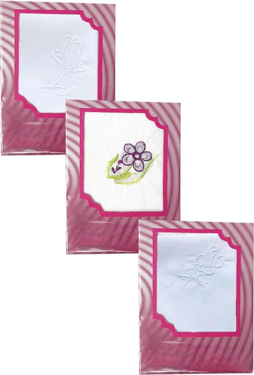 Universal 3’lü Özel Paket Premium Kadın Işlemeli Mendil Seti %100 Pamuk 28X28 cm görsel 2