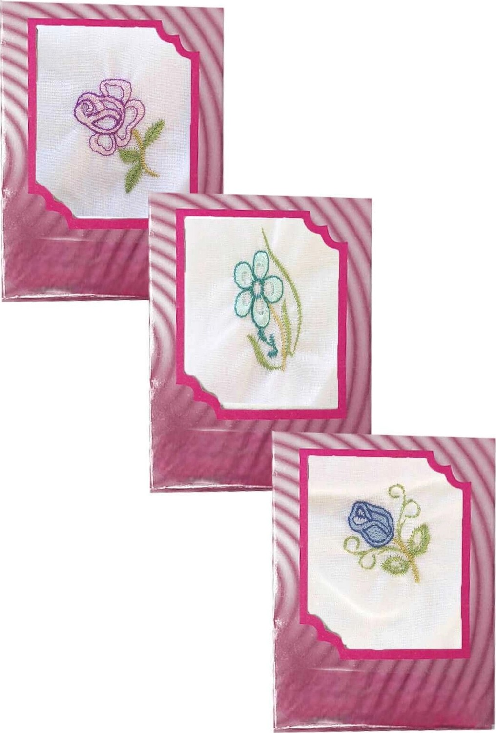Universal 3’lü Özel Paket Premium Kadın Işlemeli Mendil Seti %100 Pamuk 28X28 cm görsel 3