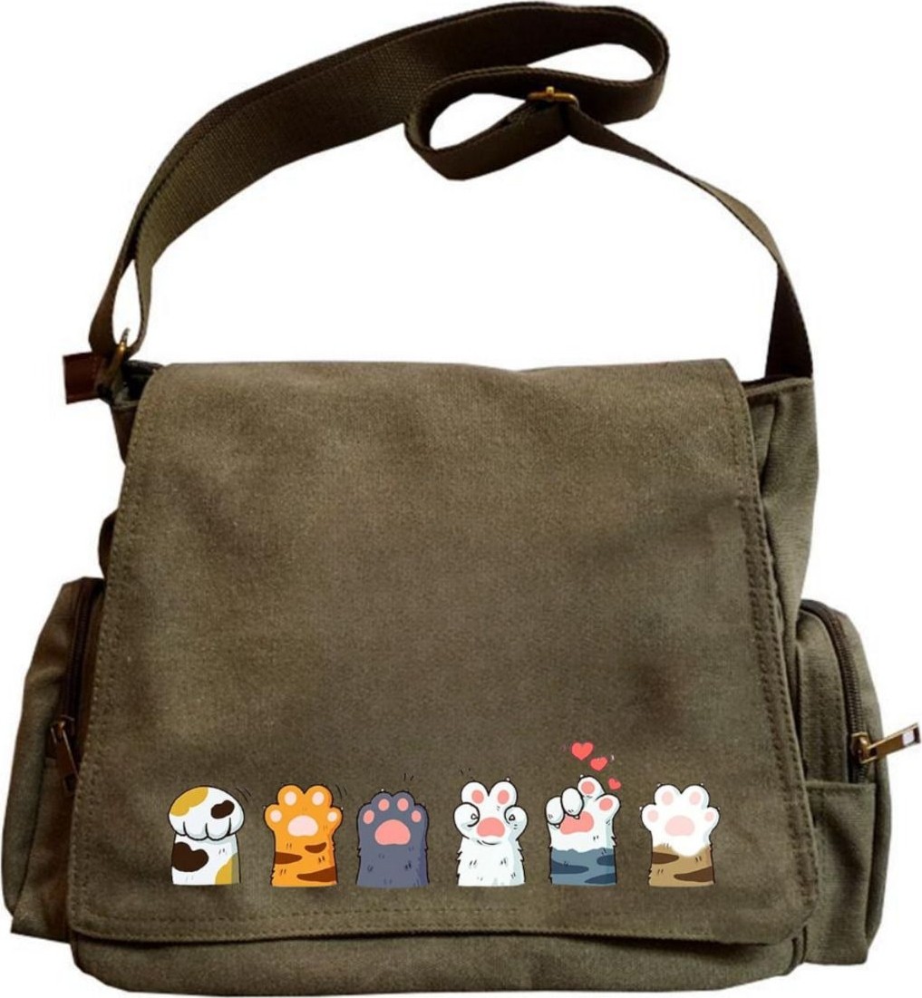 Touz Moda Modessy Cute Cat Seriouse Baskılı Unisex Postacı Çantası