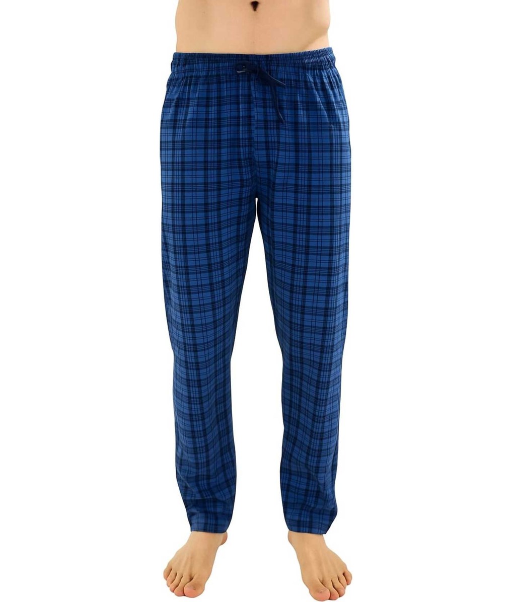 Düven Erkek Pamuklu Antrasit Ekose & Lacivert 2'li Tek Alt Pijama - Mevsimlik Pijama Altı görsel 5