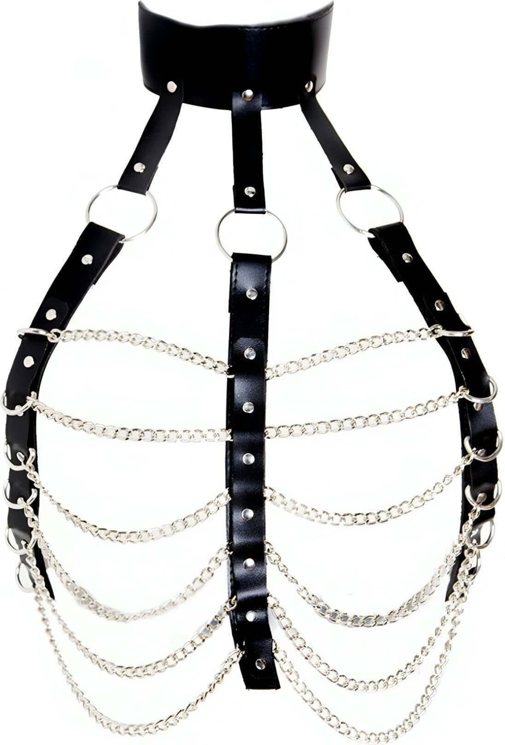 Motto10 Butik Zincirli Fantazi Göğüs Harness - APFT304 görsel 4