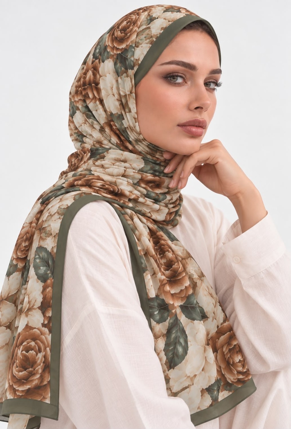 Revam Collection Gül Desen Pamuk Soft Şal görsel 3