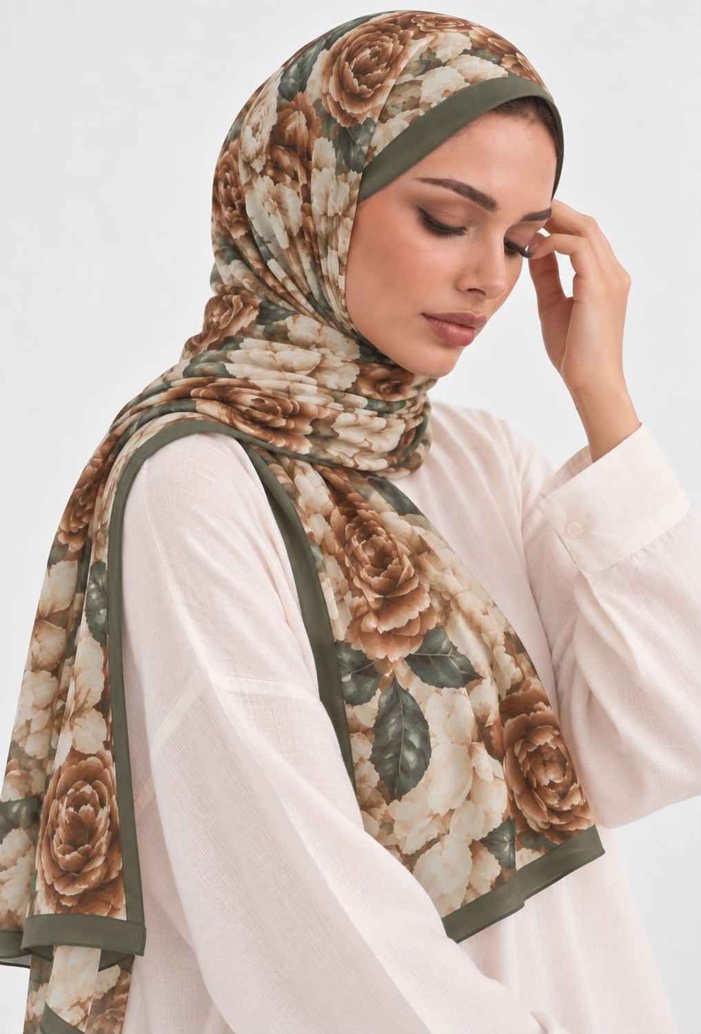 Revam Collection Gül Desen Pamuk Soft Şal görsel 4