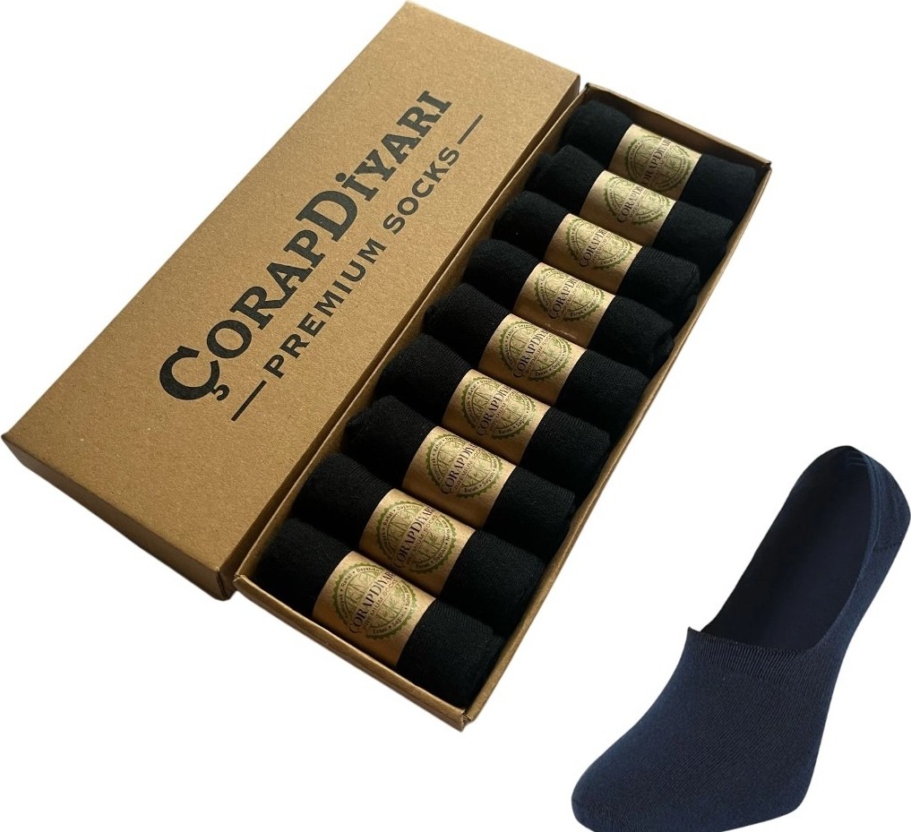 Çorap Diyarı Premium 9'lu Dikişsiz Burunlu Kaydırmaz Silikon Topuklu Bambu Babet Çorap görsel 6