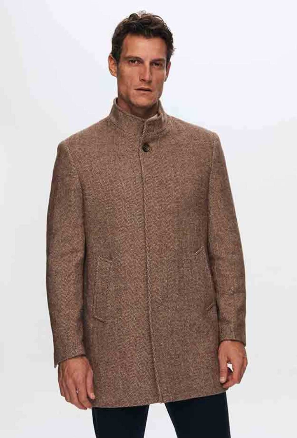 D'S Damat Regular Fit Kahverengi Balıksırtı Kaban 1HF08ORT10003