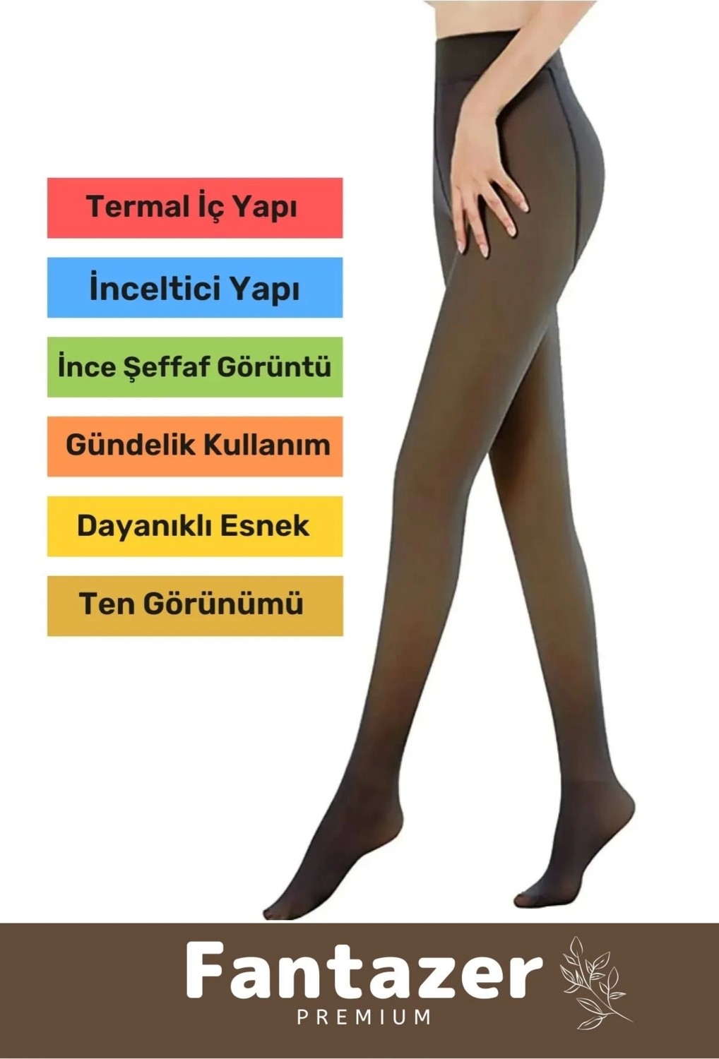 Fantazer Kuasar Series Sıcak Tutan Ince Siyah Çorap Ten Görünümlü Termal Içli Peluş Polarlı Külotlu Çorap görsel 2