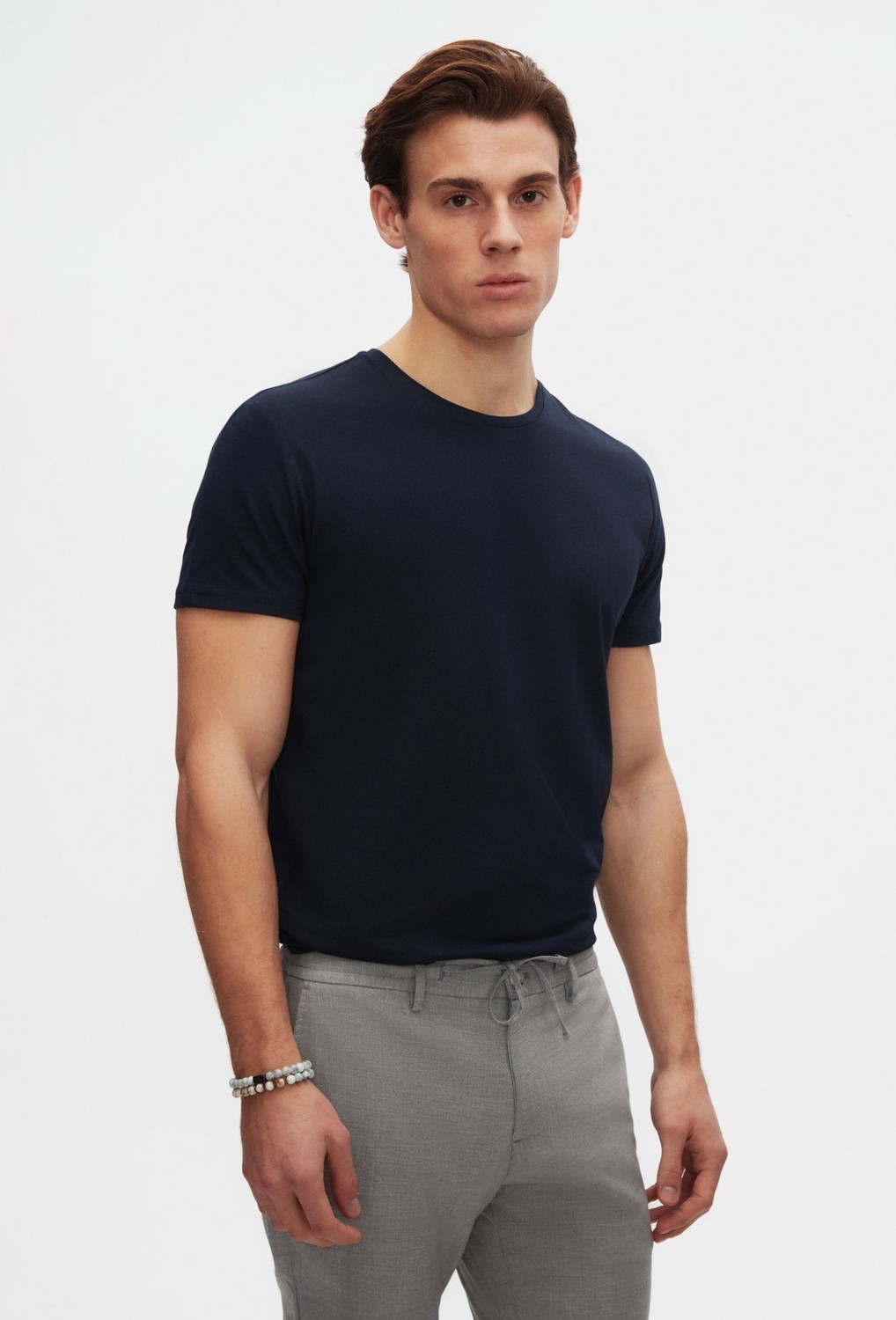 D'S Damat Slim Fit Lacivert Bisiklet Yaka %100 Pamuklu Nefes Alabilen T-shirt 4HC141996753M