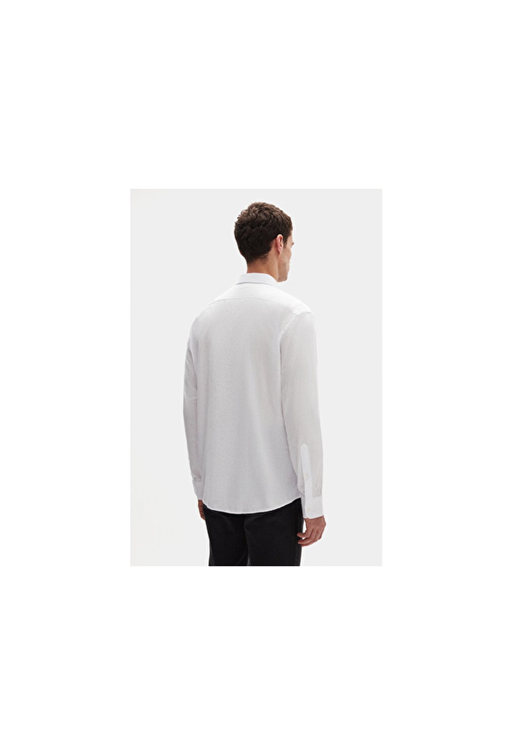 D'S Damat Ds Damat Comfort Lacivert Düğmeli Yaka Rahat Kesim Keten Görünümlü Pamuk Gömlek 2HC02ORT64265 görsel 7