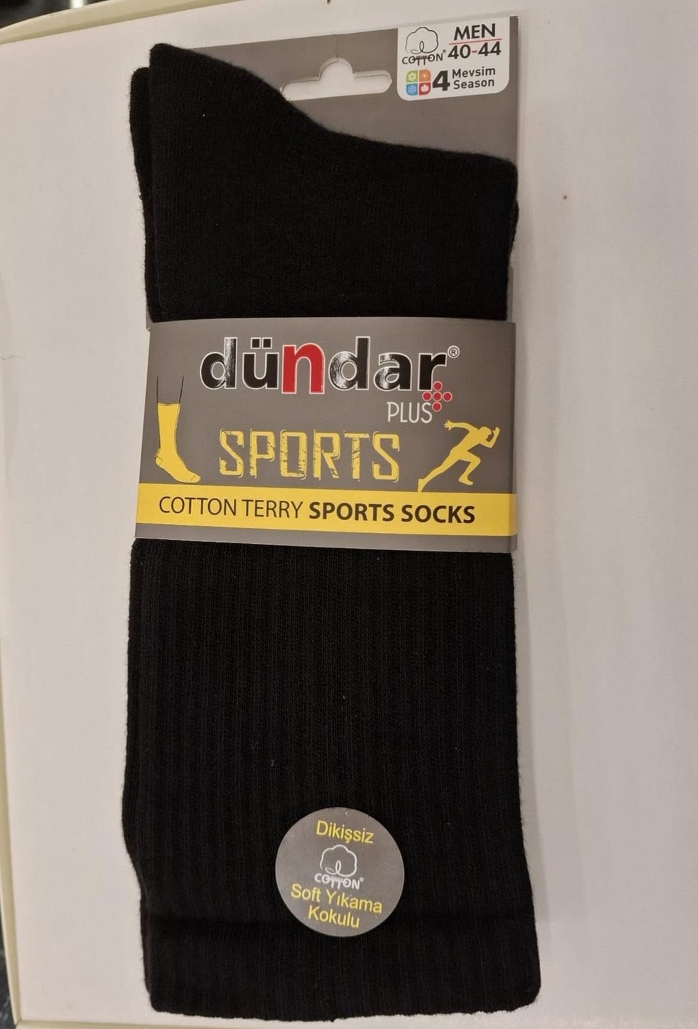 Aesco Dünda Erkek Cotton Tenis Çorabı-Cotton Terry Sports Socks- 6 Adet - (40-44 Beden)-Dikişsiz -Parfümlü-Soft Yıkama - Siyah görsel 4
