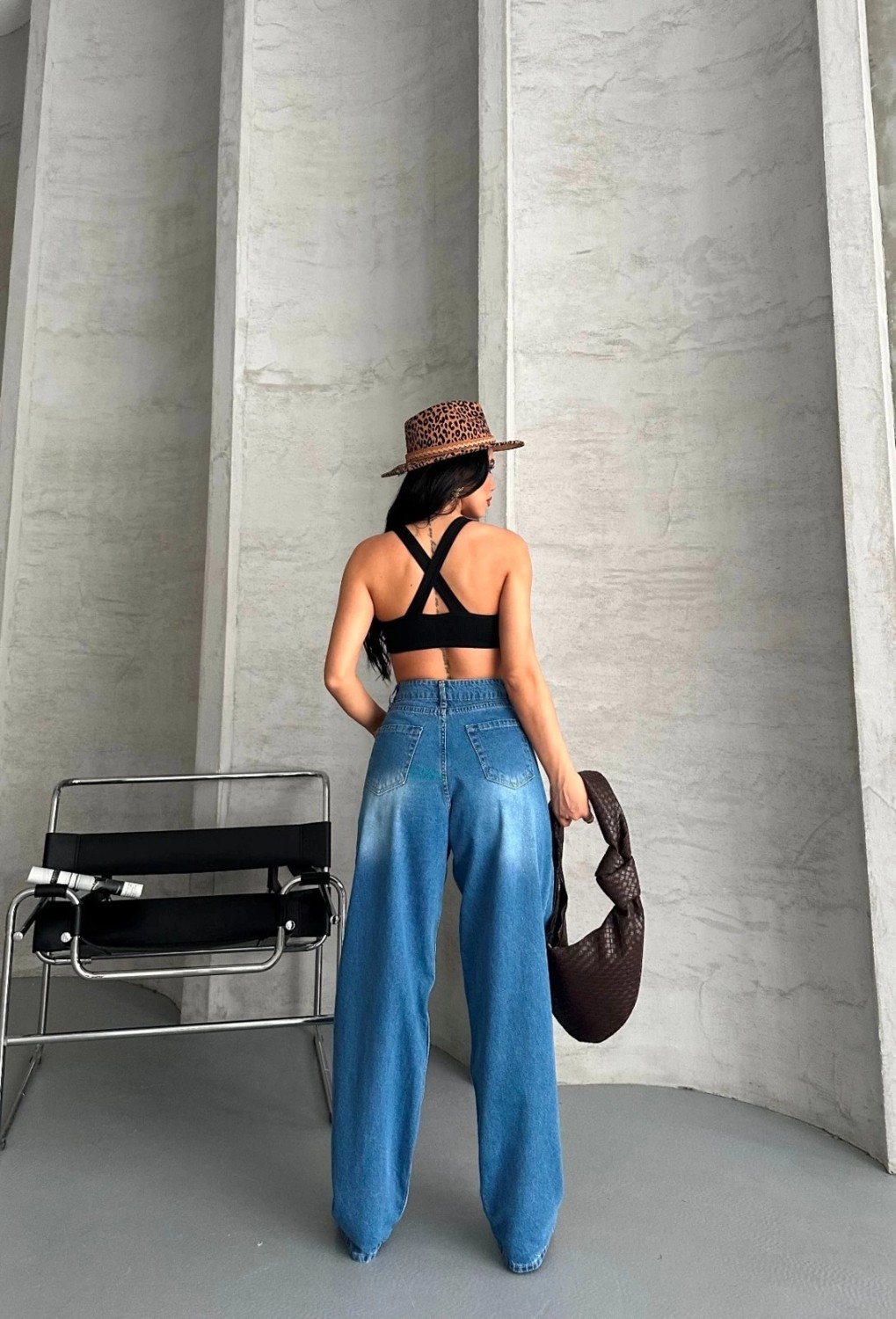 Baggy Süper Taş Bıyık Yıkama Mavi Jeans Pantolon D2007 görsel 2