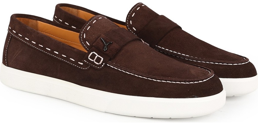 LBR H1128 Hakiki Süet Deri Metal Aksesuarlı Darbe Emici Esnek Taban Erkek Comfort Casual Sneaker Loafer görsel 3