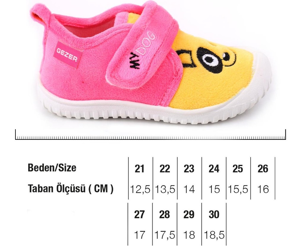 Gezer Kız/Erkek Çocuk Cırtlı Panduf Kreş Ayakkabı Pembe Renk Yıkanabilir Malzeme ile Konforlu görsel 7
