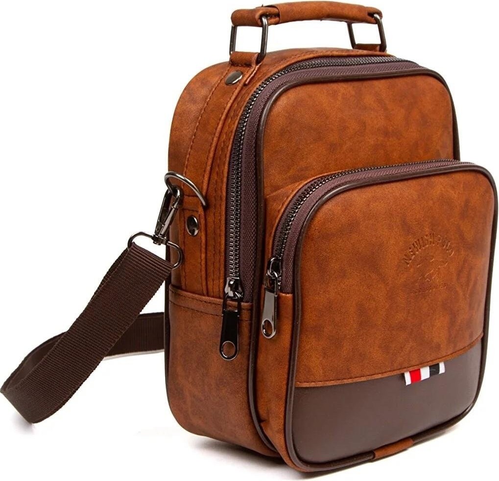 Newish Polo Erkek Deri Ayarlanabilir Çapraz Omuz Askılı Günlük Omuz ve El Çantası Çanta Suya Dayanıklı Orta Boy 19X22CM newpolo058 Tasarım Koleksiyonu