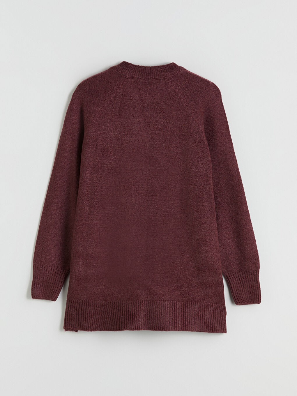 LC Waikiki Modest Bordo Bisiklet Yaka Oversize Kadın Triko Tunik görsel 6