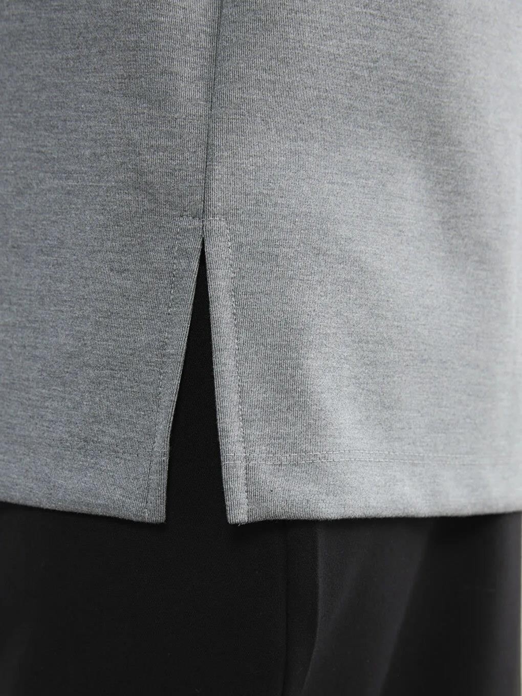 LC Waikiki Antrasit Çiçek Aplikeli Oversize Kadın Sweatshirt Tunik (S6) görsel 4