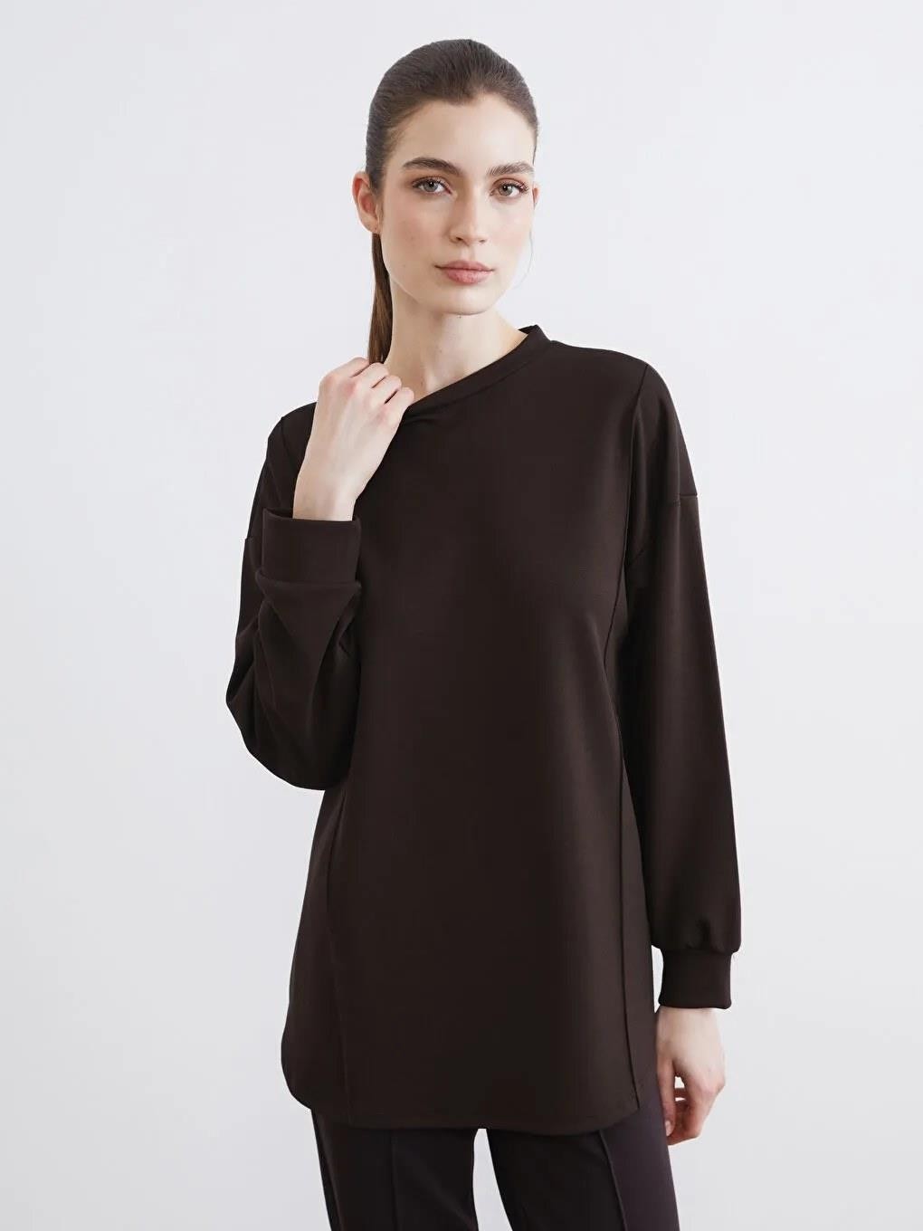 LC Waikiki Siyah Soft Touch Kadın Sweatshirt Tunik (S6)