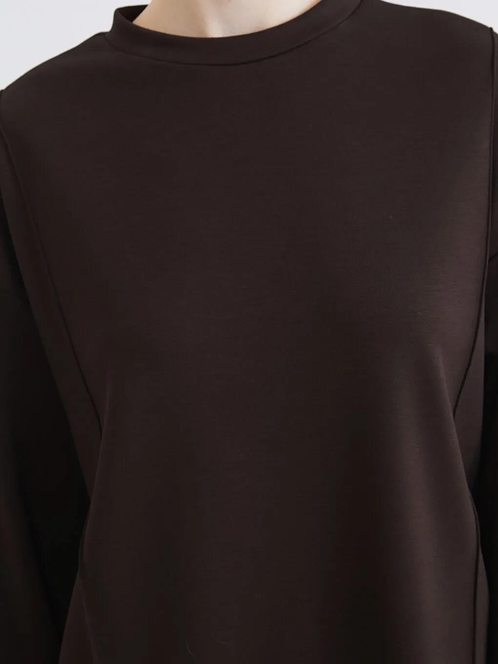 LC Waikiki Siyah Soft Touch Kadın Sweatshirt Tunik (S6) görsel 3