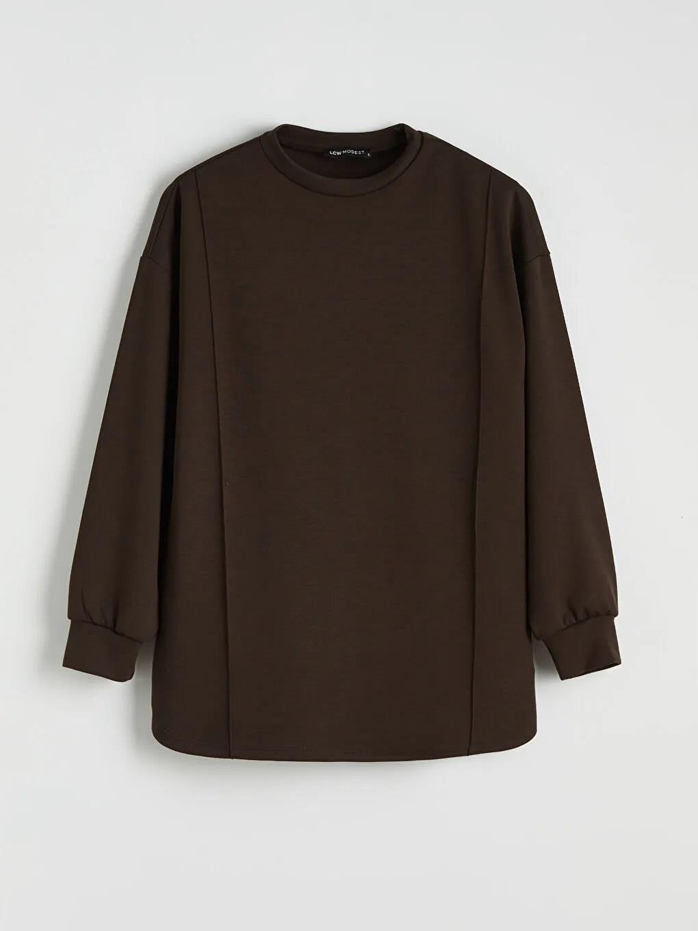LC Waikiki Siyah Soft Touch Kadın Sweatshirt Tunik (S6) görsel 5