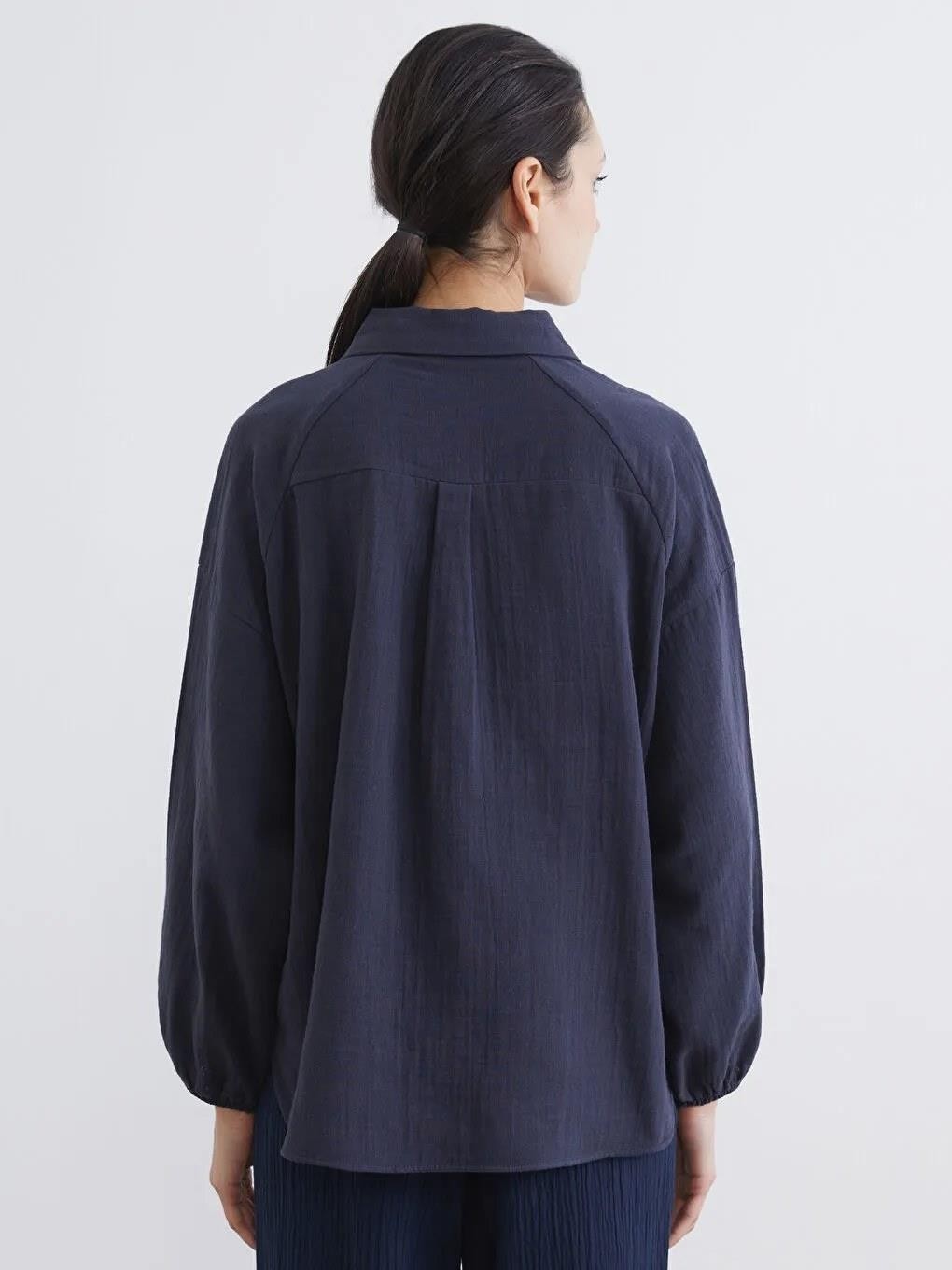 LC Waikiki Dokulu Oversize Müslin Kadın Gömlek Tunik (S6) görsel 4