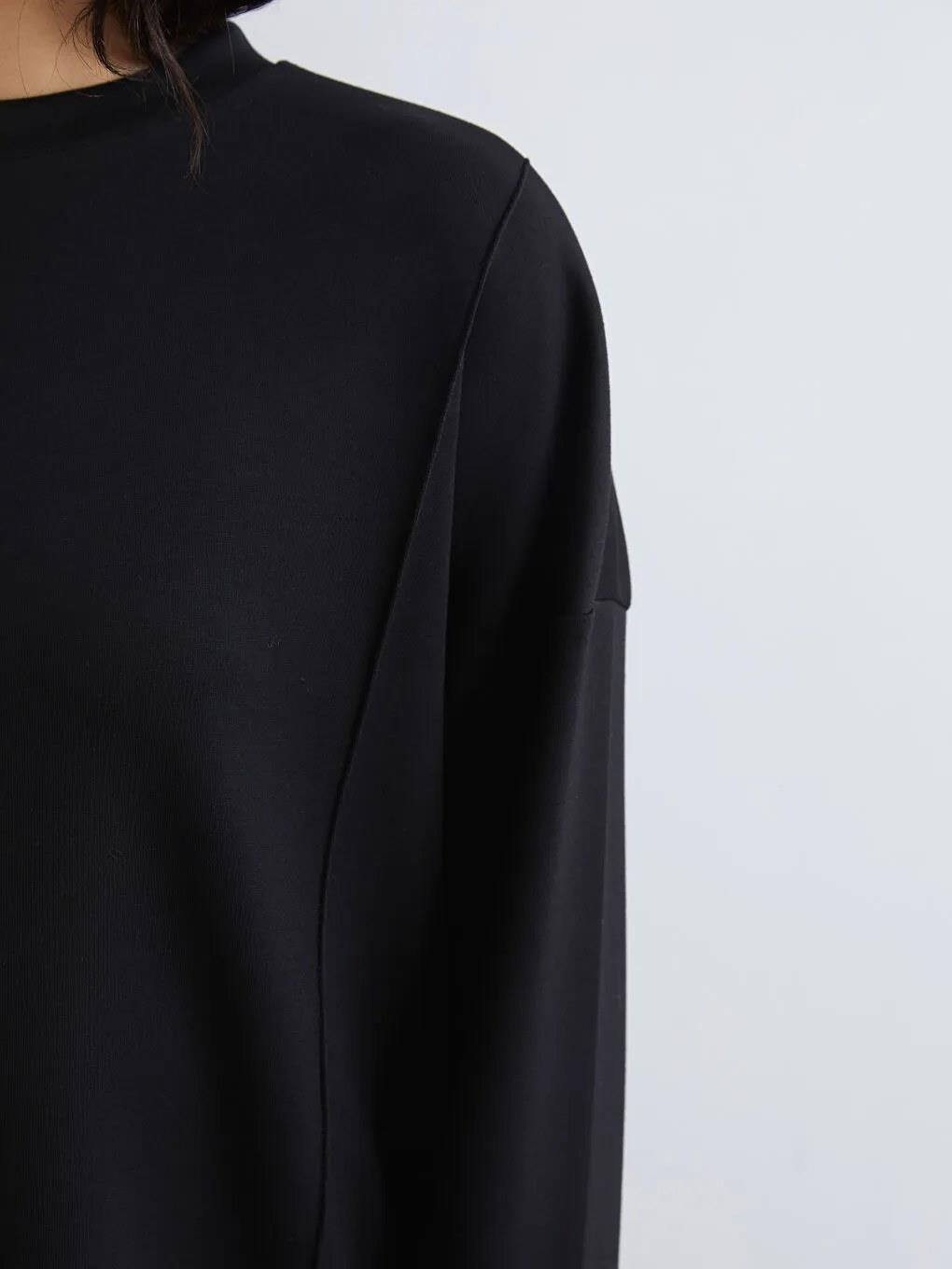 LC Waikiki Siyah Soft Touch Kadın Sweatshirt Tunik (S6) görsel 8