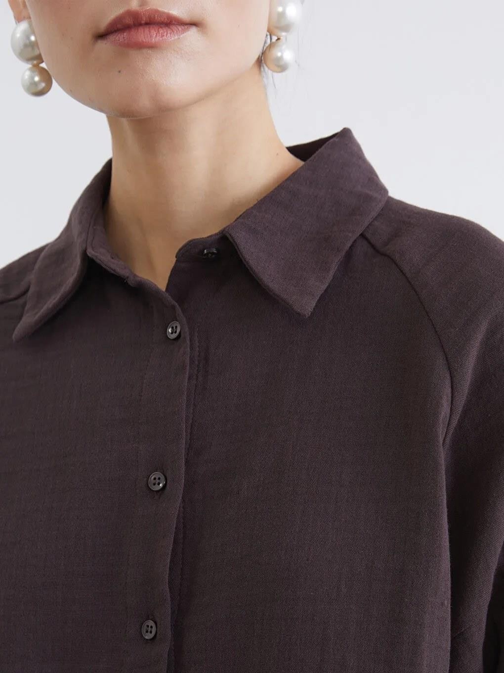 LC Waikiki Dokulu Oversize Müslin Kadın Gömlek Tunik (S6) görsel 8