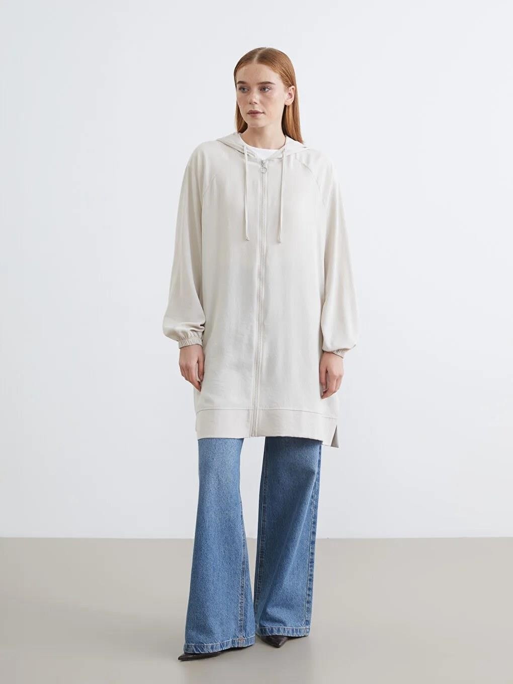LC Waikiki Kapüşonlu Oversize Kadın Tunik (S6) görsel 2