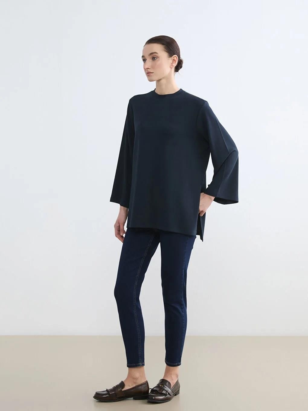 LC Waikiki Soft Touch Oversize Kadın Sweatshirt Tunik (S6) görsel 4