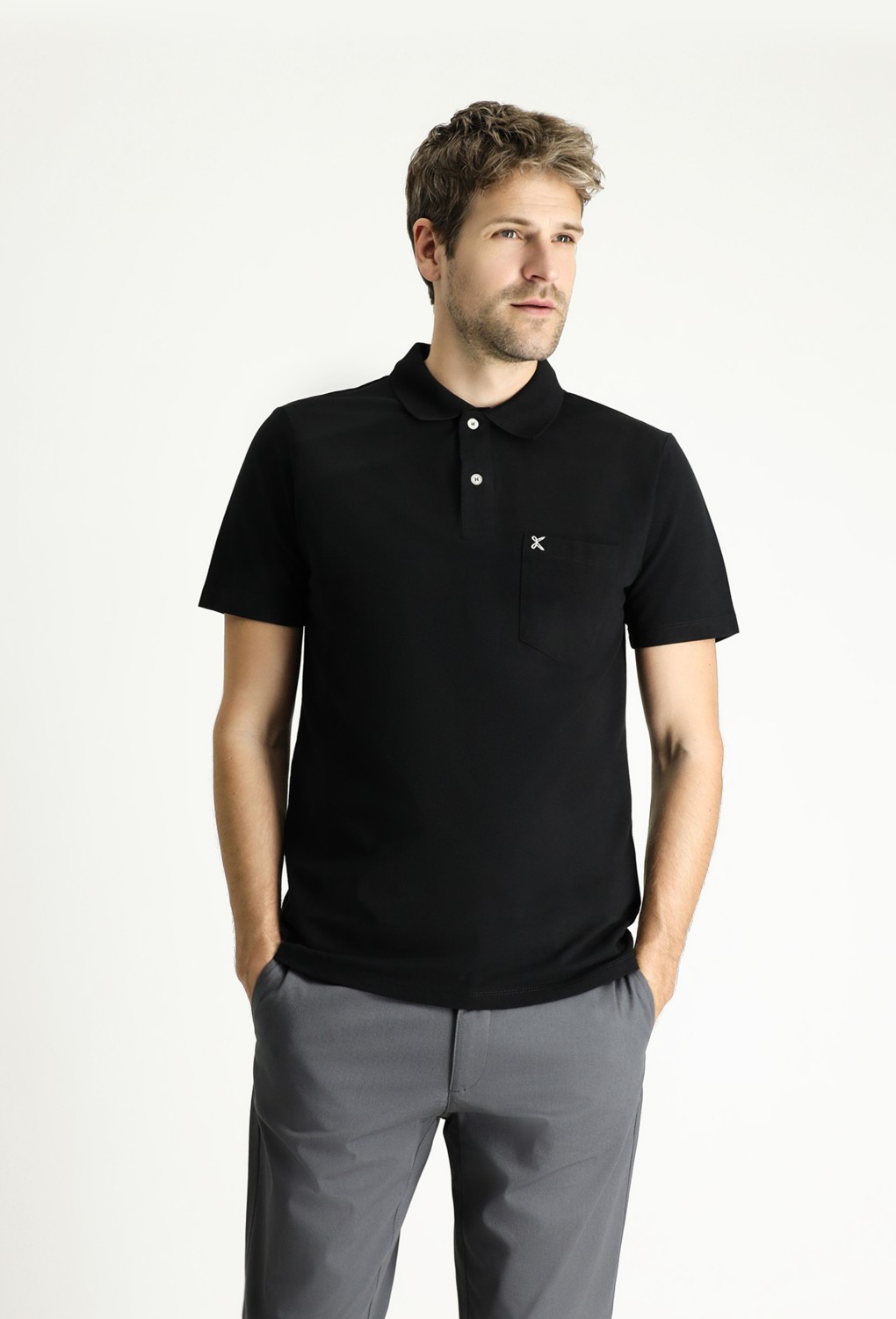 Kiğılı Cepli Polo Yaka Regular Fit Nakışlı Pamuk Tişört görsel 3