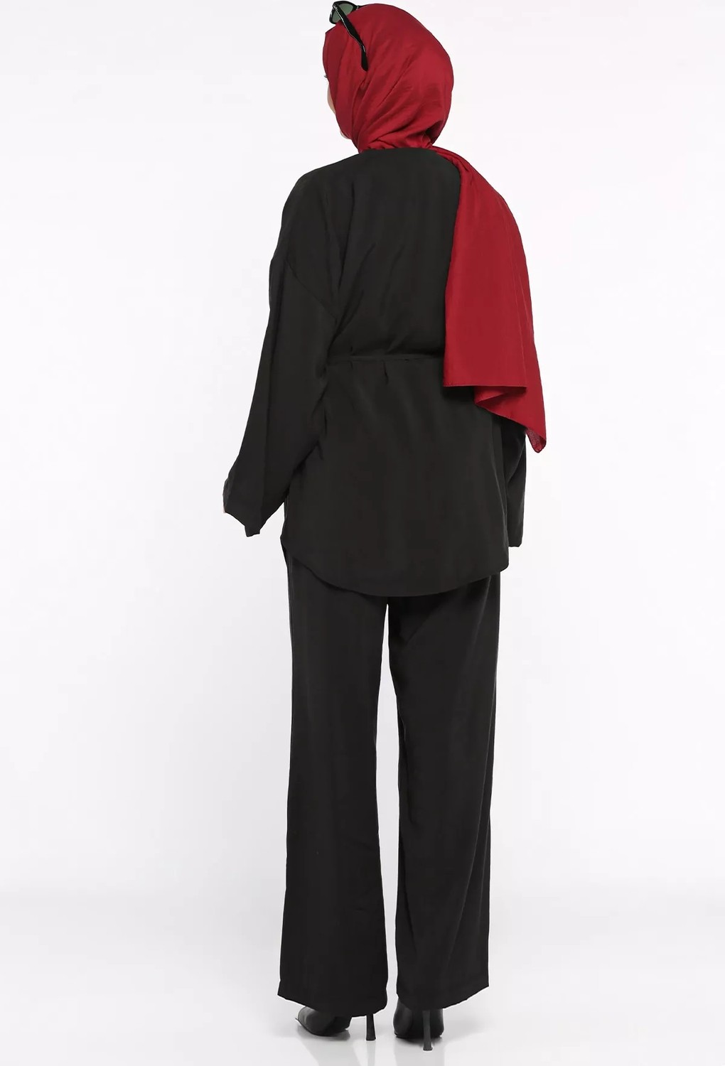 Julude Bel Lastikli Çimalı Pantolon Bağlama Detaylı Tunik Tesettür Ikili Takım P-00022704 görsel 5