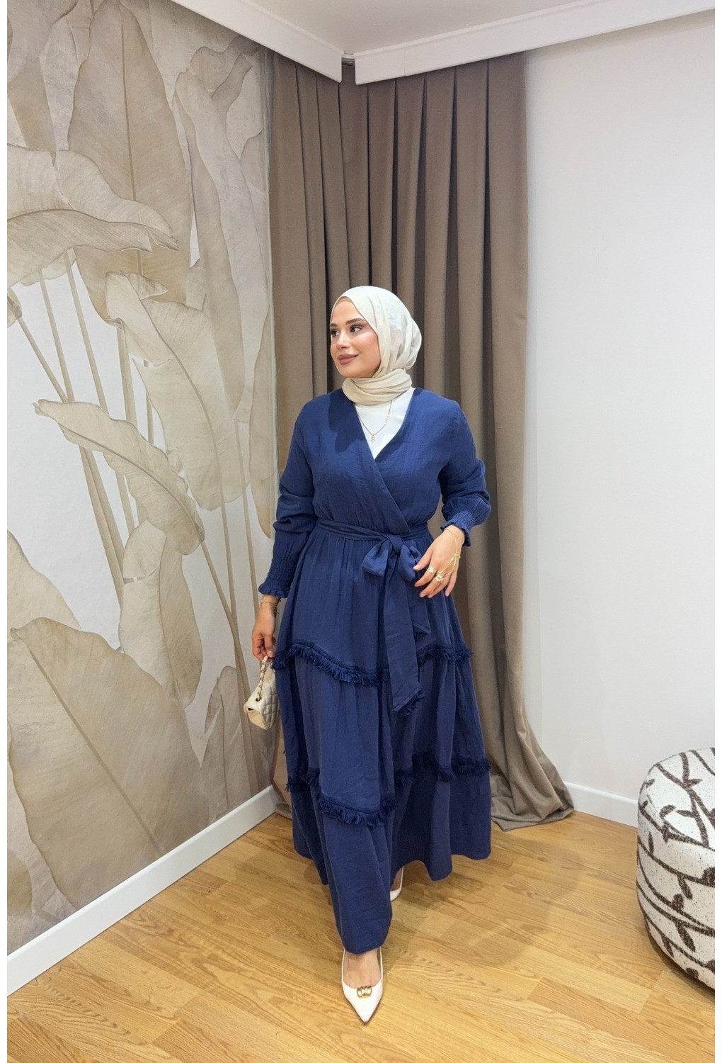 Salisburys Molly Nelly Kadın Püsküllü Muslin Kuşaklı Elbise görsel 2